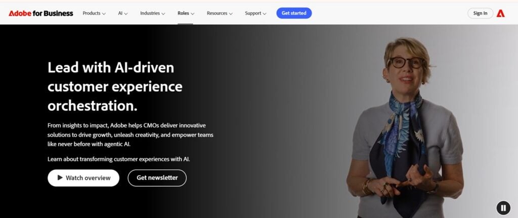 Landing page of the CMO by Adobe newsletter