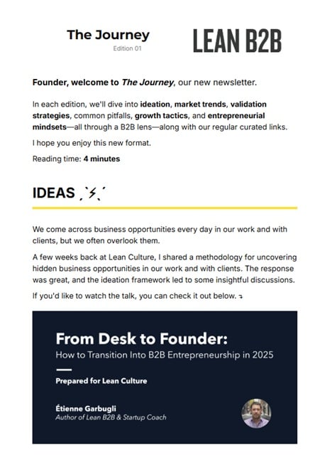 Sample of the Lean B2B newsletter
