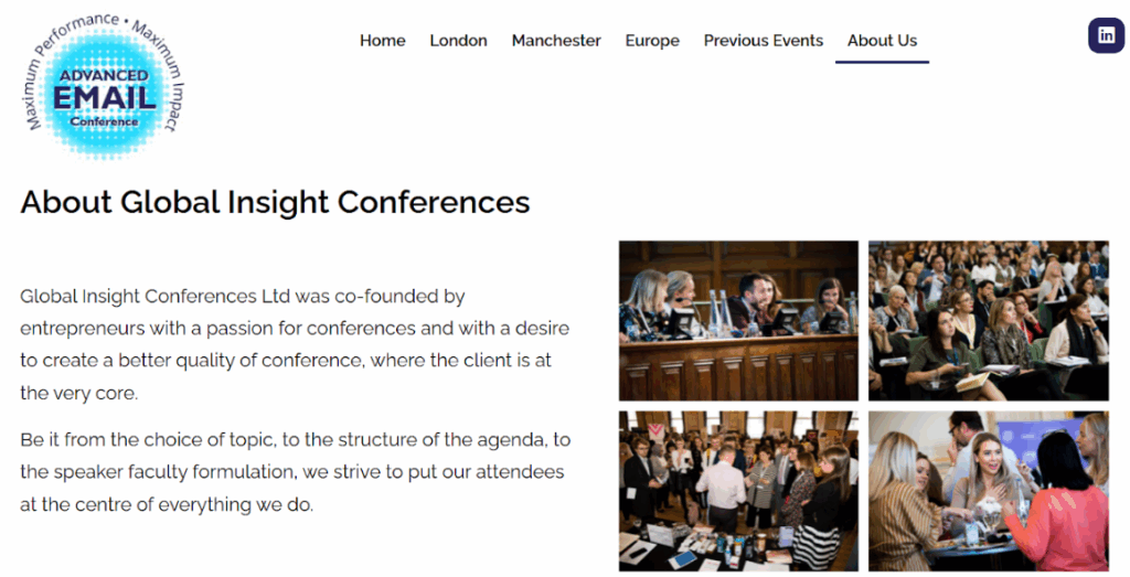 Screenshot of the Advanced Email Conference page