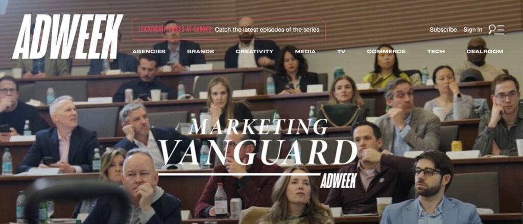 Landing page of the Marketing Vanguard