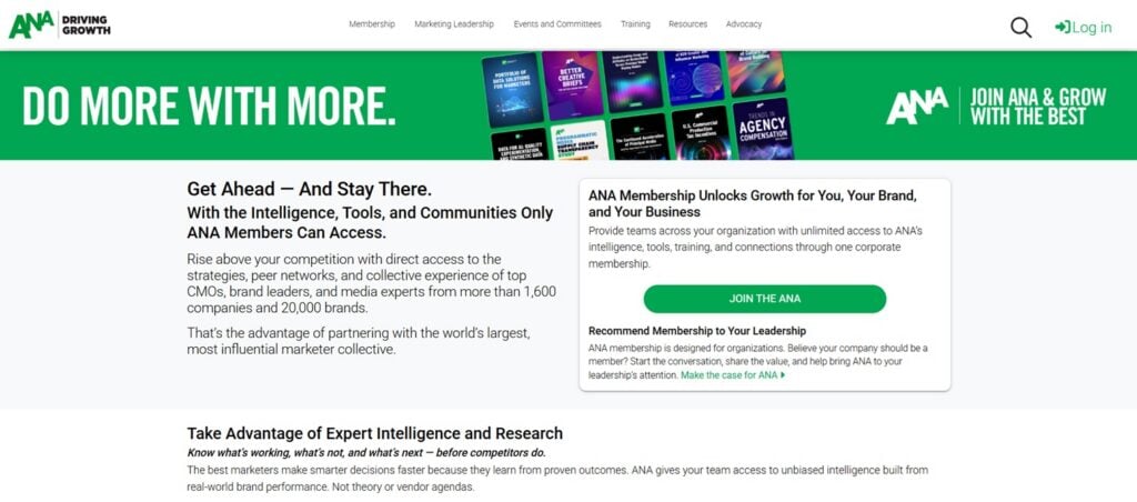 The Association of National Advertisers (ANA) community landing page