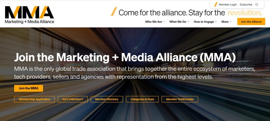 The join now page of the Marketing + Media Alliance community
