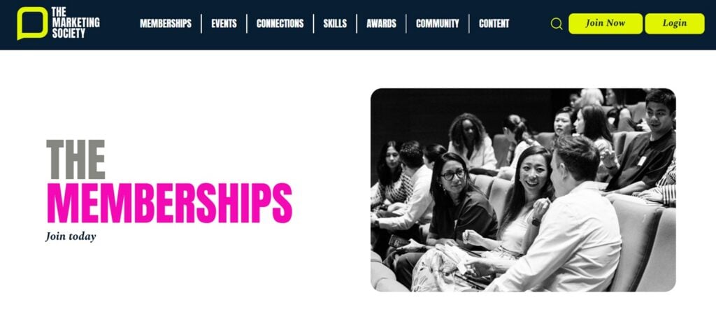 Screenshot of The Marketing Society community landing page