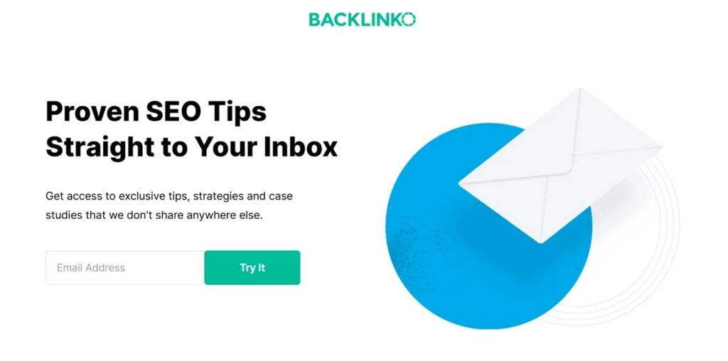 Screenshot of the sign up page of Backlinko newsletter