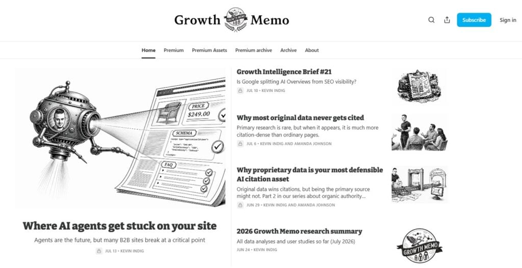 The Growth Memo webpage