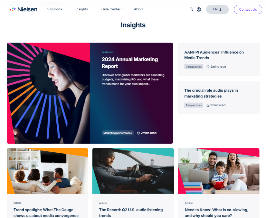 The Nielsen Insights home page