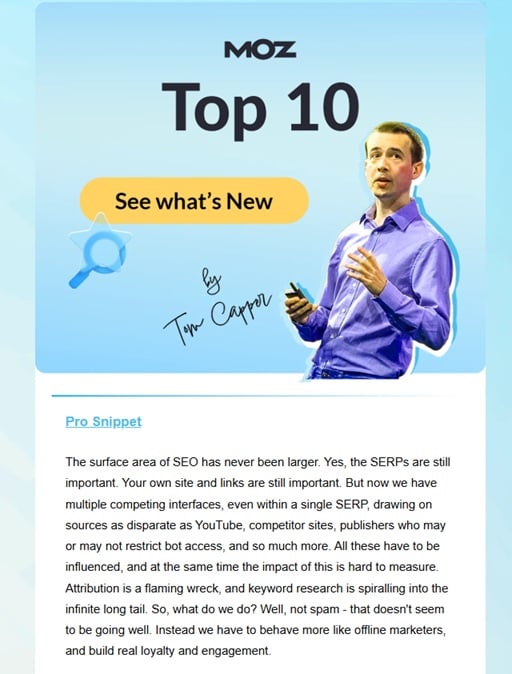 Preview of the Moz Top 10 newsletter