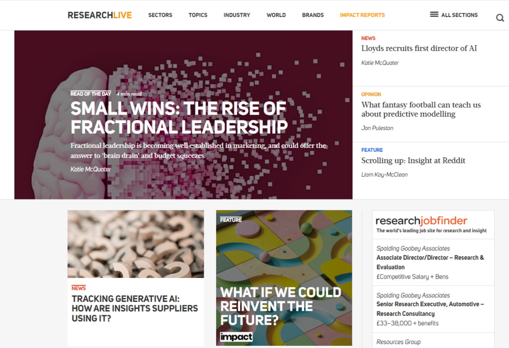 The Research Live home page