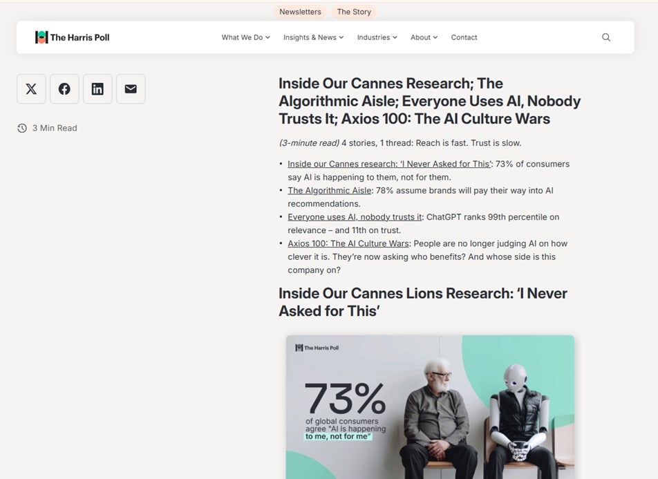 Sample of The Story newsletter