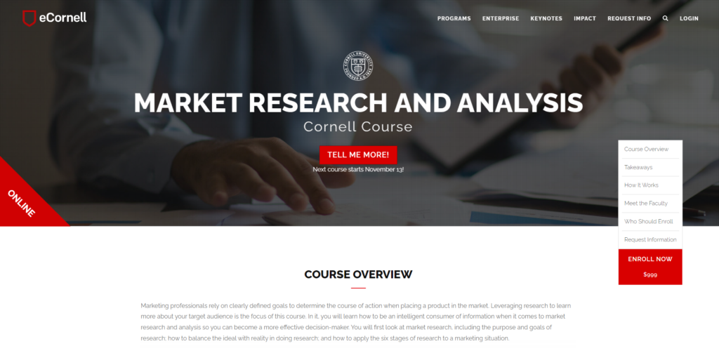 Market Research and Analysis page screenshot