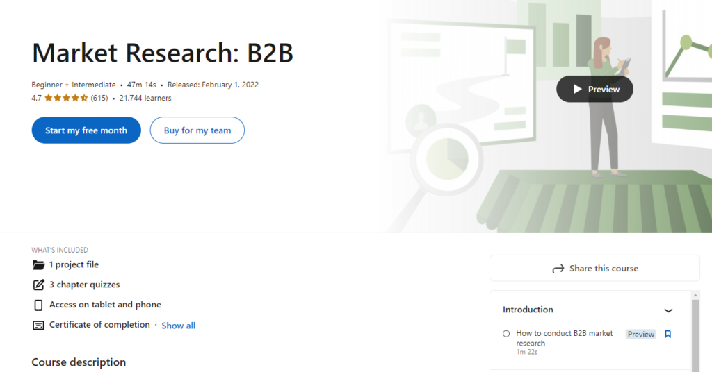 Market Research: B2B course page screenshot