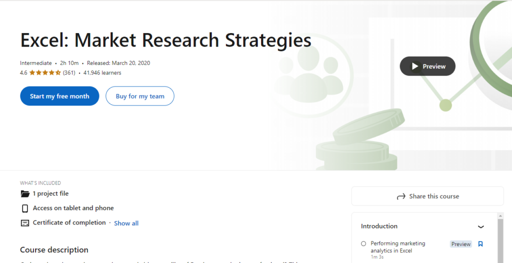 Market Research Strategies course screenshot