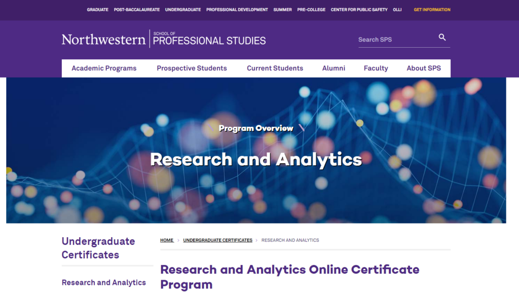 Research and Analytics Online Certificate Program screenshot