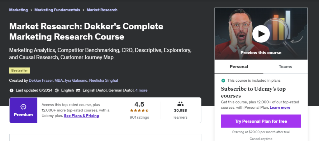 Market Research: Dekker's Complete Marketing Research Course screenshot