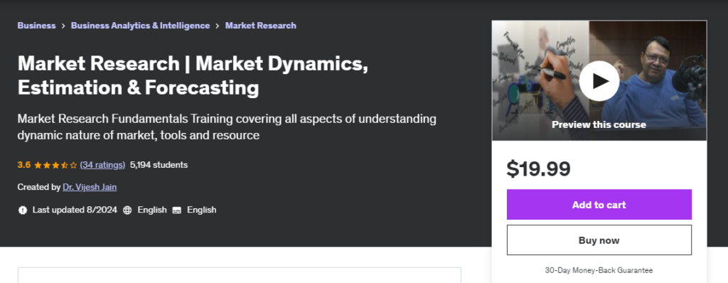 Market Research | Market Dynamics, Estimation &amp; Forecasting course screenshot