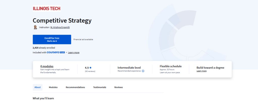 Competitive Strategy course landing page