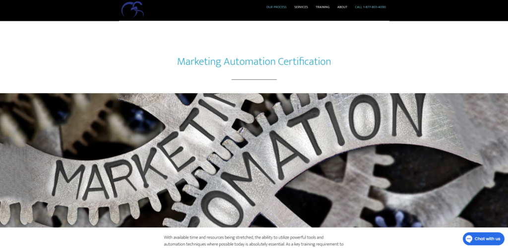Screenshot of the Marketing Automation Certification web page