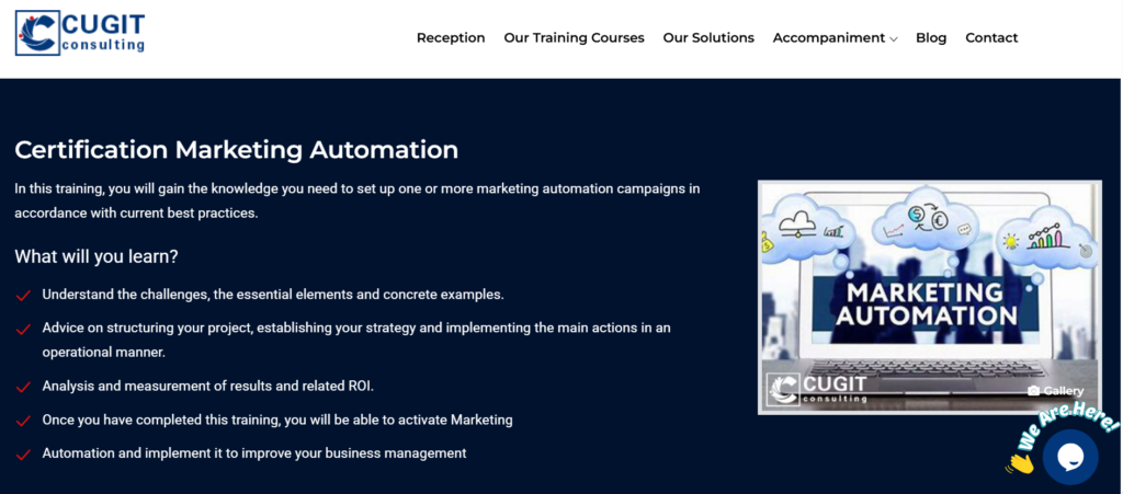 Screenshot of the Certification Marketing Automation landing page