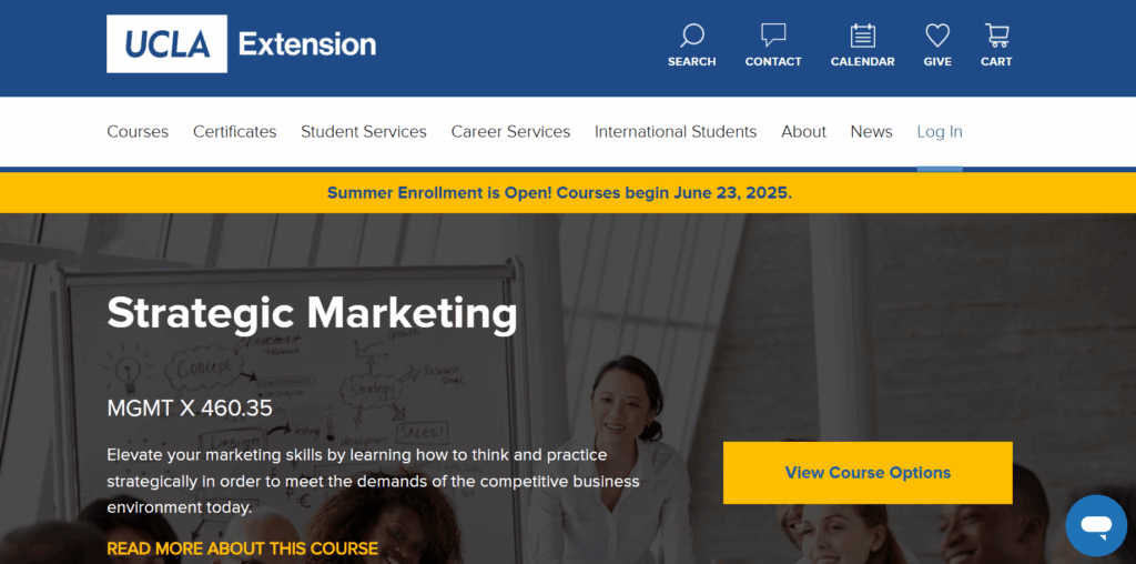 a screenshot of Strategic Marketing (UCLA Extension) landing page