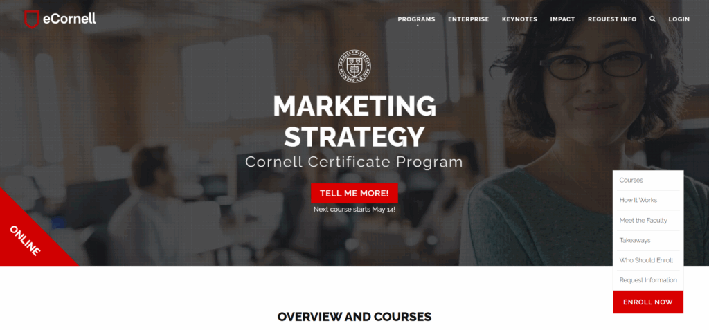 a screenshot of Marketing Strategy (eCornell) landing page