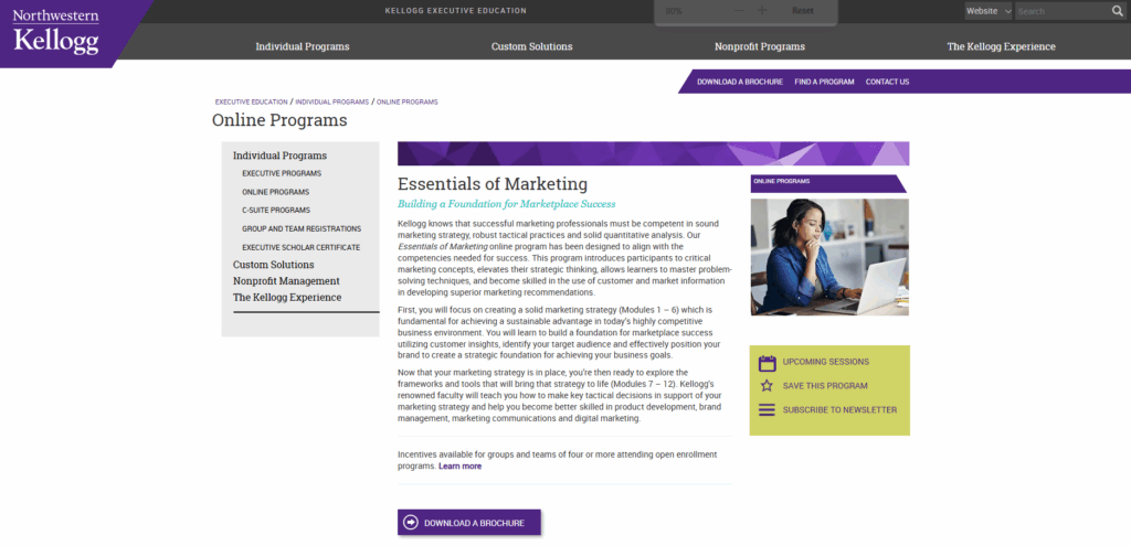Essentials of Marketing (Kellogg School of Management) landing page screenshot
