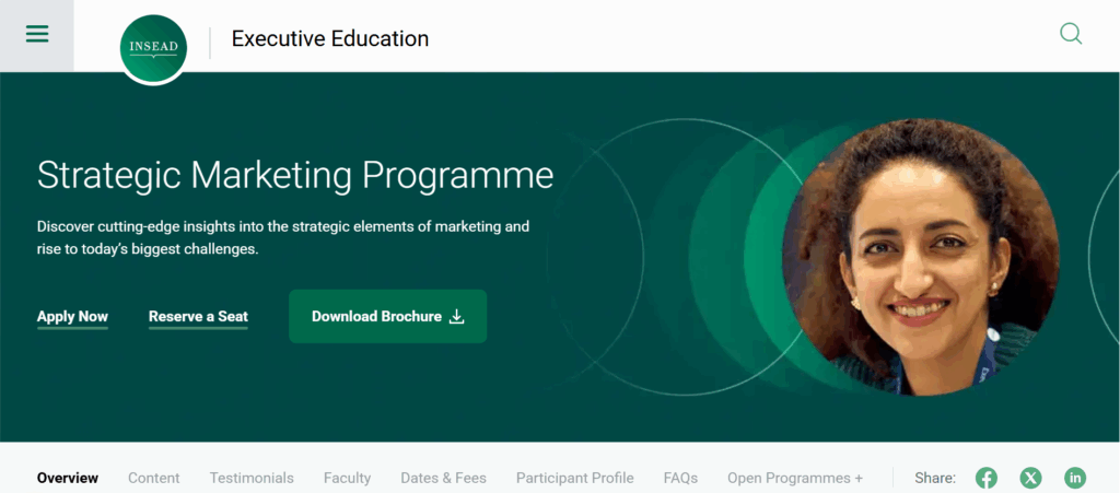 a screenshot of Strategic Marketing Programme (INSEAD) landing page