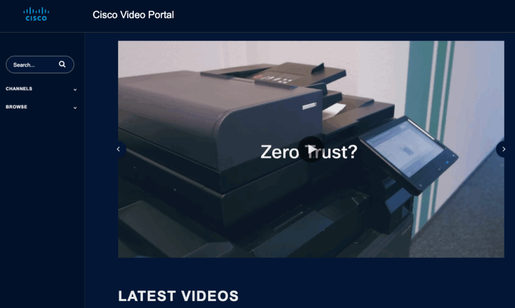 CISCO video portal screenshot