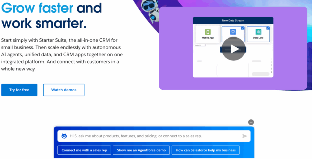 Salesforce landing page screenshot
