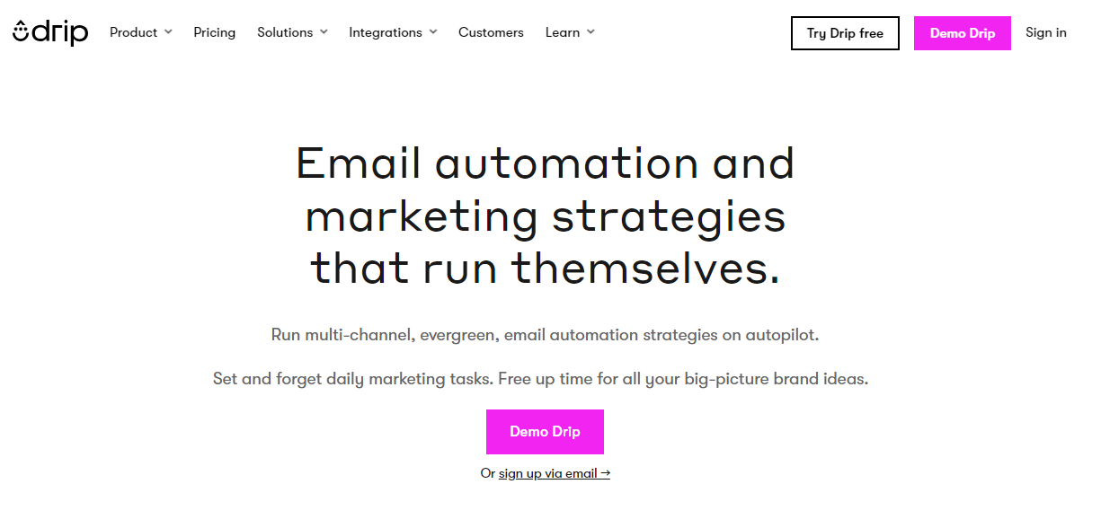 Drip email marketing software screenshot