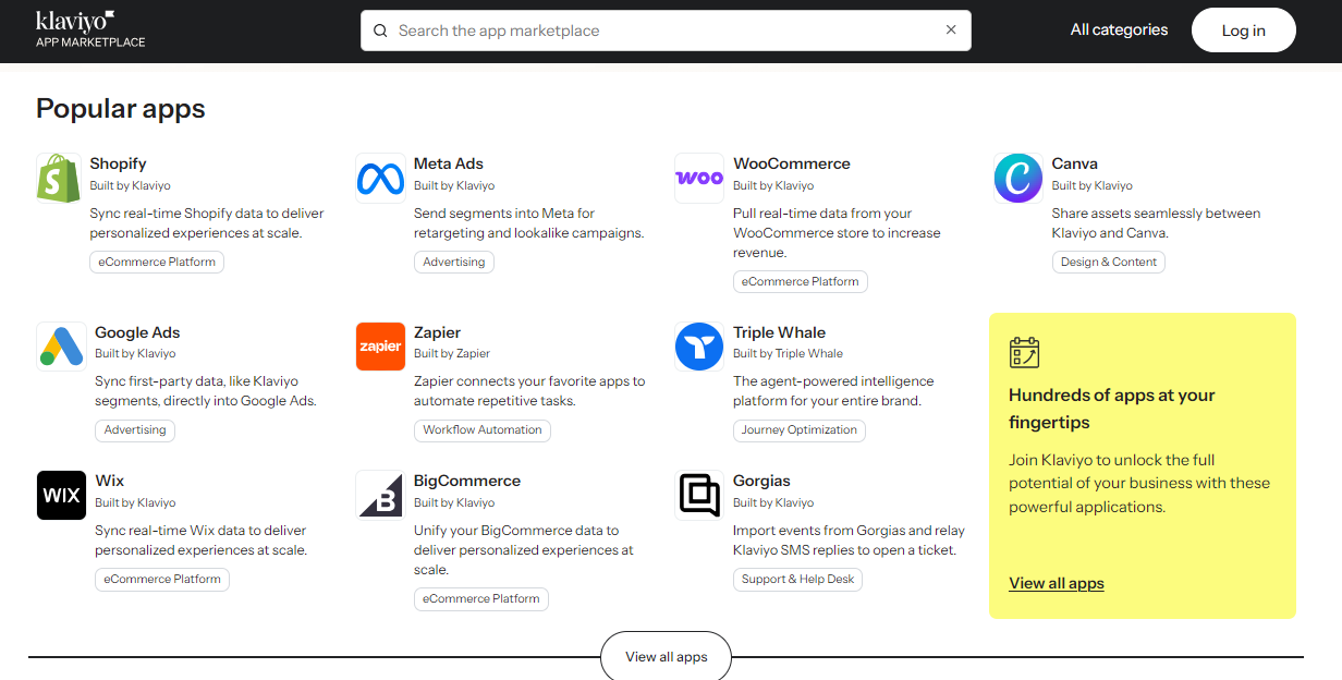 Klaviyo email marketing software screenshot