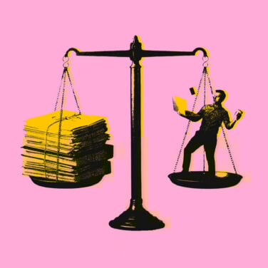 weighted scale with content on one side