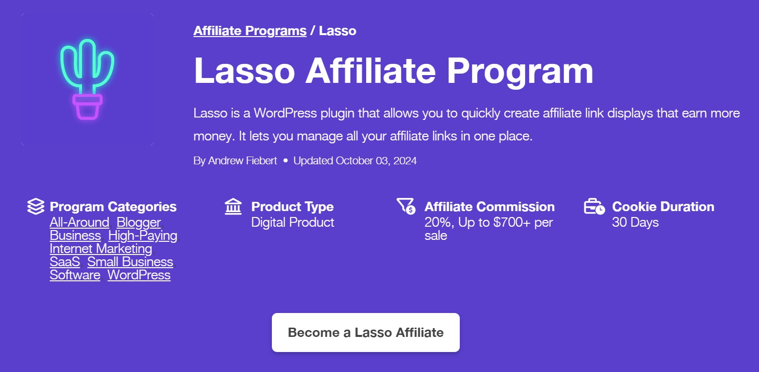 lasso affiliate program screenshot