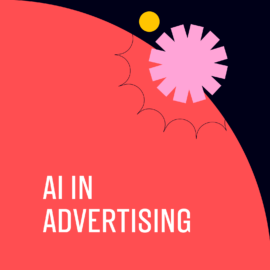 Ai in advertising text on red and black background