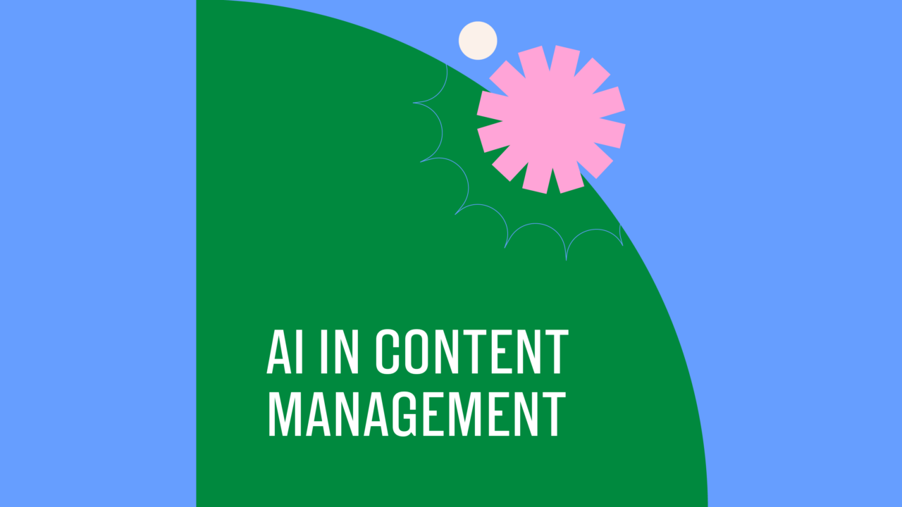 Ai in content management text on blue and green background