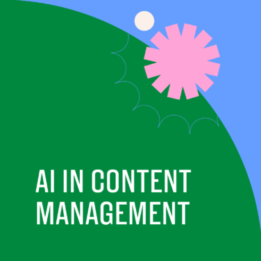 Ai in content management text on blue and green background
