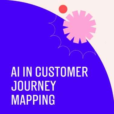 Ai in customer journey mapping text on blue and beige background