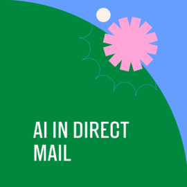 Ai in direct mail text on blue and green background