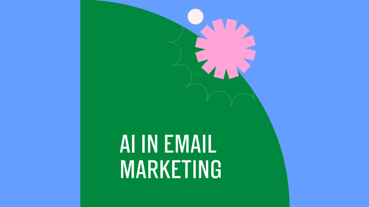 Ai in email marketing text on blue and green background