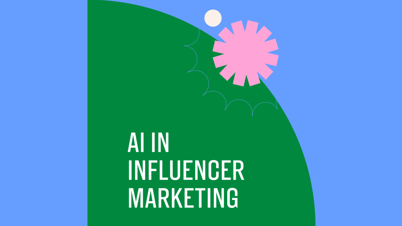 Ai in influencer marketing text on green and blue background