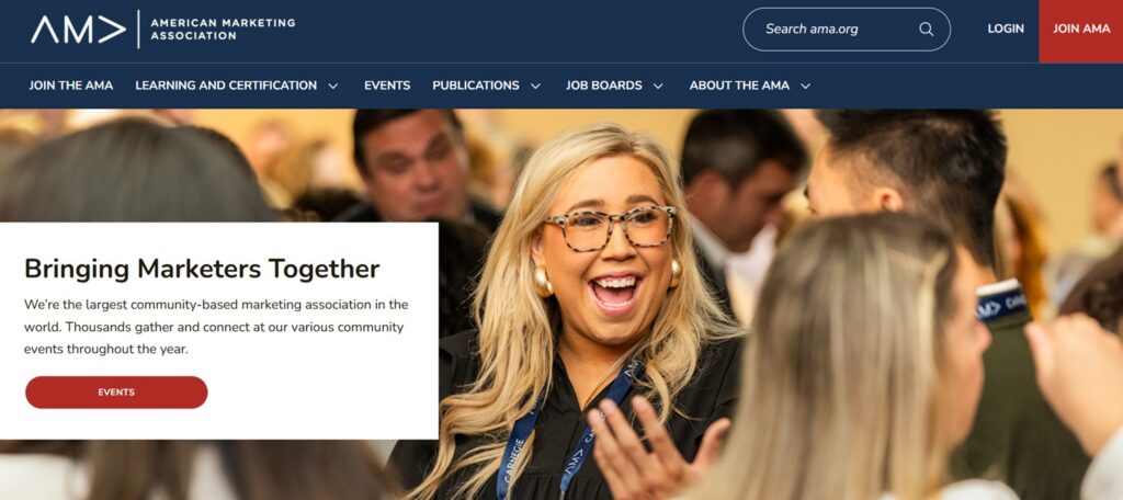 The American Marketing Association webpage