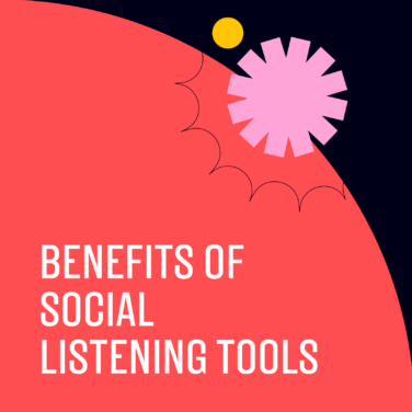 Benefits of social listening tools text on red and black background