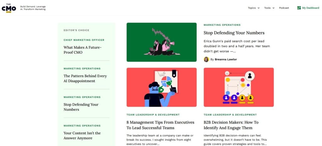 The CMO Club's webpage