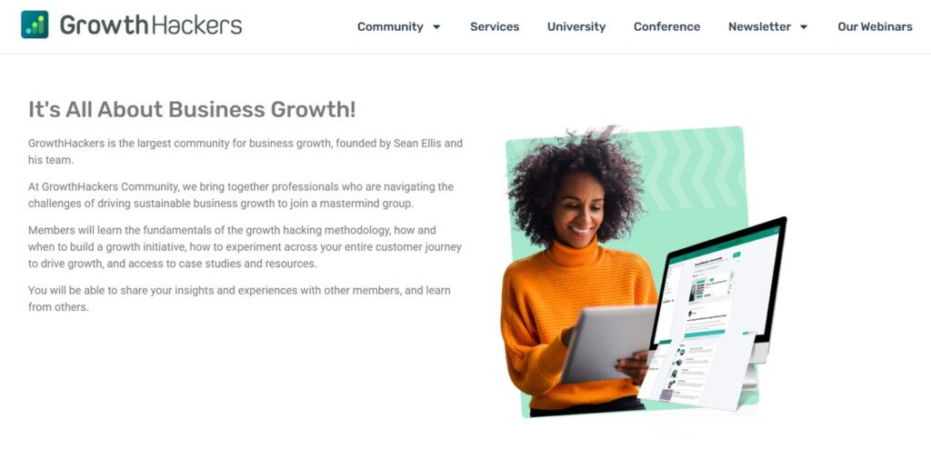 Screenshot of GrowthHacker's webpage