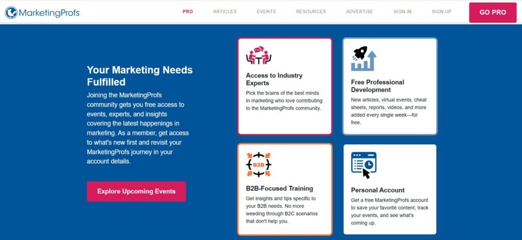 The MarketingProfs community landing page