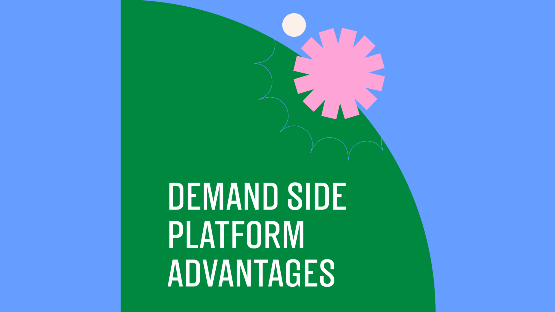 Demand side platform advantages text on green and blue background