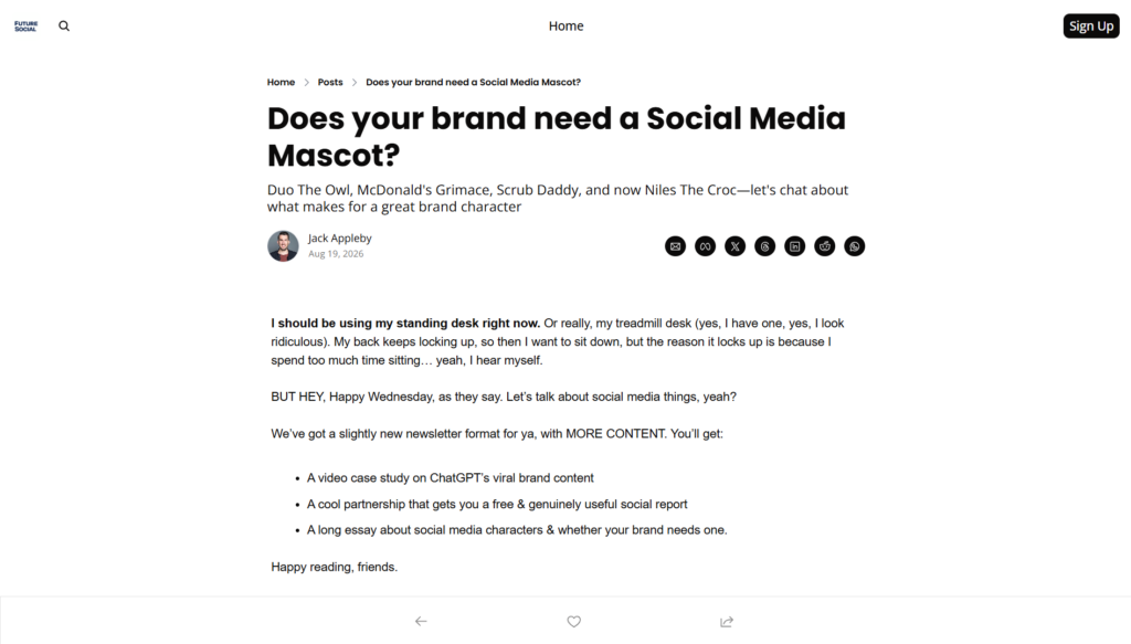 Future Social article discussing whether companies need a social media mascot