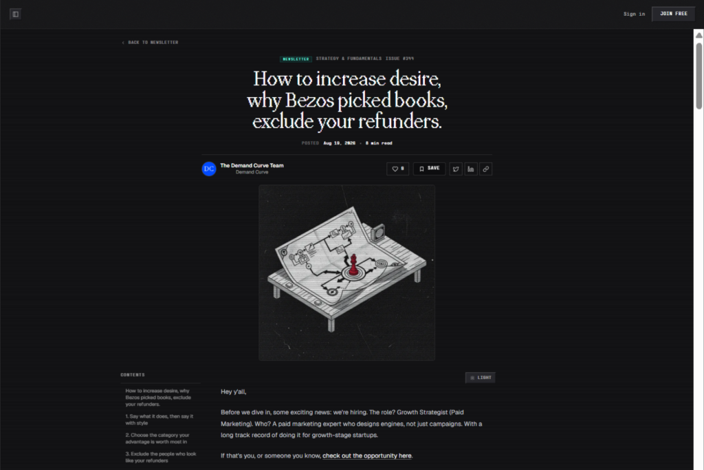 The Frontier Newsletter article about increasing desire and choosing stronger product categories